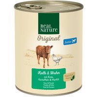 REAL NATURE Original Nassfutter für Hunde Junior Kalb & Huhn 6x800 g von REAL NATURE