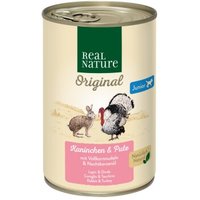 REAL NATURE Original Nassfutter für Hunde Junior Kaninchen & Pute 12x400 g von REAL NATURE