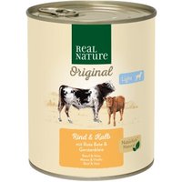 REAL NATURE Original Light Nassfutter für Hunde Rind & Kalb 6x800 g von REAL NATURE