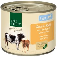 REAL NATURE Original Light Nassfutter für Hunde Rind & Kalb 12x200 g von REAL NATURE