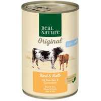 REAL NATURE Original Light Nassfutter für Hunde Rind & Kalb 12x400 g von REAL NATURE