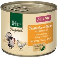 REAL NATURE Original Nassfutter Katze, Adult, Truthahn & Huhn mit Walnussöl 12x200 g von REAL NATURE