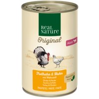 REAL NATURE Original Nassfutter Katze, Adult, Truthahn & Huhn mit Walnussöl 12x400 g von REAL NATURE