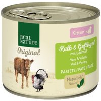 REAL NATURE Original Nassfutter Katze, Kitten, Kalb & Geflügel mit Lachsöl 6x200 g von REAL NATURE