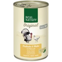 REAL NATURE Original Nassfutter Katze, Senior, Truthahn & Huhn mit Walnussöl 6x400 g von REAL NATURE