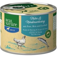 REAL NATURE Original Nassfutter für Hunde Adult Huhn & Nordmeerhering 12x200 g von REAL NATURE