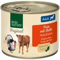 REAL NATURE Original Nassfutter für Hunde Adult Pute mit Kalb 12x200 g von REAL NATURE