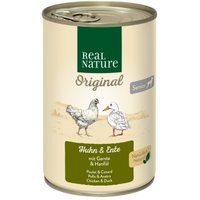 REAL NATURE Original Nassfutter für Hunde Senior Huhn & Ente 24x400 g von REAL NATURE