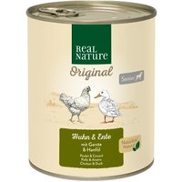 REAL NATURE Original Nassfutter für Hunde Senior Huhn & Ente 24x800 g von REAL NATURE