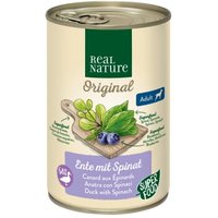 REAL NATURE Original Superfood Nassfutter für Hunde Adult Ente mit Spinat 12x400 g von REAL NATURE