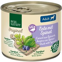 REAL NATURE Original Superfood Nassfutter für Hunde Adult Ente mit Spinat 24x200 g von REAL NATURE