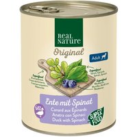 REAL NATURE Original Superfood Nassfutter für Hunde Adult Ente mit Spinat 24x800 g von REAL NATURE