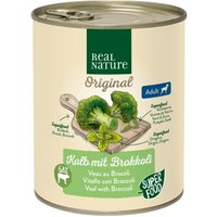 REAL NATURE Original Superfood Nassfutter für Hunde Adult Kalb mit Brokkoli 12x800 g von REAL NATURE