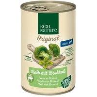 REAL NATURE Original Superfood Nassfutter für Hunde Adult Kalb mit Brokkoli 24x400 g von REAL NATURE