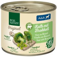 REAL NATURE Original Superfood Nassfutter für Hunde Adult Kalb mit Brokkoli 12x200 g von REAL NATURE