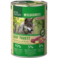 REAL NATURE WILDERNESS Nassfutter für Hunde Adult Deep Forest Wildschwein mit Hirsch 6x400 g von REAL NATURE