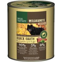 REAL NATURE WILDERNESS Nassfutter für Hunde Adult Black Earth Rind mit Strauß & Büffel 24x800 g von REAL NATURE