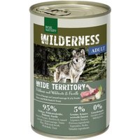 REAL NATURE WILDERNESS Nassfutter für Hunde Adult Wide Territory Feldhase mit Wildente und Forelle 12x400 g von REAL NATURE