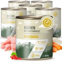 REAVET Hundenassfutter - Huhn mit Naturreis an Möhren & roten Johannisbeeren | 6 x 800g von REAVET