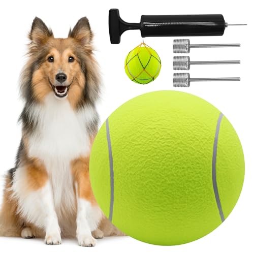 REBECASKYENS 24,1 cm Übergröße Tennisball für Kinder Erwachsene Spaß Tennisball Haustier Hund Großes Kauspielzeug Big Gummi Aufblasbarer Launcher für Haustier Spielzeug Indoor Outdoor Sport Strand von REBECASKYENS