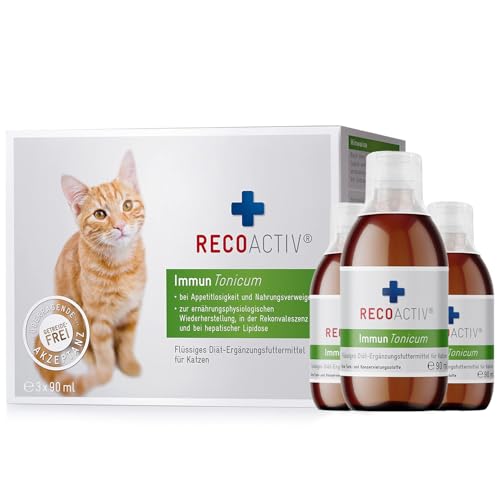 RECOACTIV Immun Tonicum für Katzen, 3 x 90 ml, Appetit anregendes Diät-Ergänzungsfuttermittel bei Untergewicht, Mangelerscheinungen, gestörter Nahrungsaufnahme und in der Rekonvaleszenz von RECOACTIV