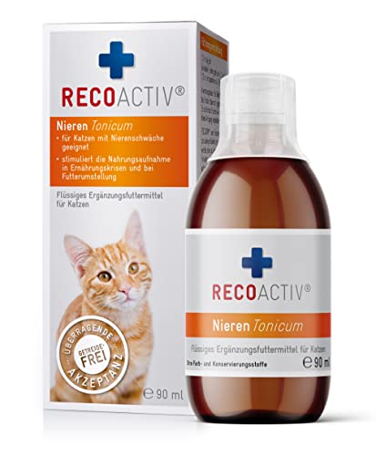 RECOACTIV Nieren Tonicum für Katzen, bei Anzeichen einer Nierenfunktionsstörung, in der Rekonvaleszenz und zur Prophylaxe. Hochwertiges Protein, Appetit anregendes Ergänzungsfuttermittel 1 x 90 ml von RECOACTIV