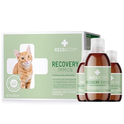 RECOACTIV Recovery Immun für Katzen, 3 x 90 ml, hochkalorisches Diät-Alleinfuttermittel bei Mangelernährung und in der Rekonvaleszenz, zur Gewichtszunahme sowie bei Nahrungsverweigerung von RECOACTIV