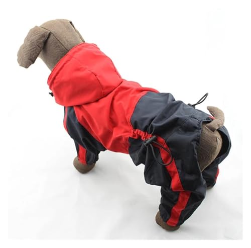 2025 Corgi Hund Kleidung Overall wasserdichte Kleidung Pembroke Welsh Corgi Hund Regenmantel Mit Kapuze Regen Jacke Haustier Outfit(Red,L) von RECORD BREAD