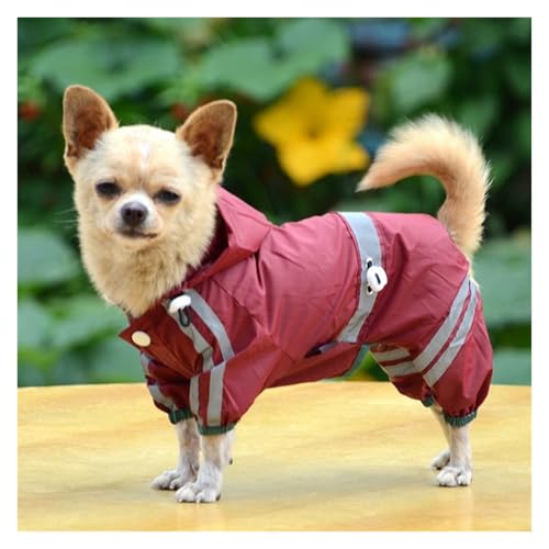 2025 Jahr Haustier Hund Katze Regenmantel Kleidung Welpen Overall Hoody wasserdichte Regenjacken(Red,M) von RECORD BREAD