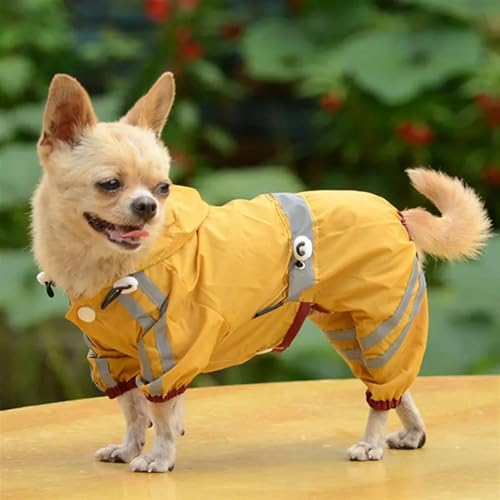 2025 Jahr Haustier Hund Katze Regenmantel Kleidung Welpen Overall Hoody wasserdichte Regenjacken(Yellow,L) von RECORD BREAD