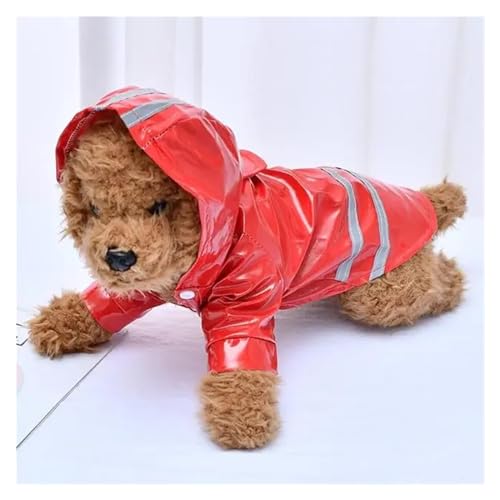 Dog Clothes Hooded Raincoats Reflective Strip Dogs Rain Coat Waterproof Jackets Outdoor Breathable Clothes for Puppies Raincoat(Color:Red,Size:XL) von RECORD BREAD