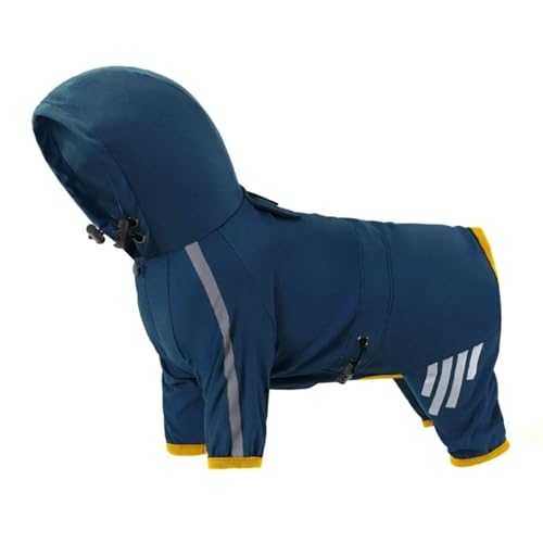 Dog Raincoat Waterproof Dog Rain Jacket with Hood Reflective Dog Rain Coat with Leash Hole Lightweight Waterproof Puppy Clothes(Color:Blue,Size:L) von RECORD BREAD
