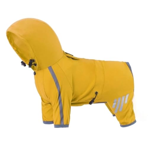 Dog Raincoat Waterproof Dog Rain Jacket with Hood Reflective Dog Rain Coat with Leash Hole Lightweight Waterproof Puppy Clothes(Color:Yellow,Size:M) von RECORD BREAD