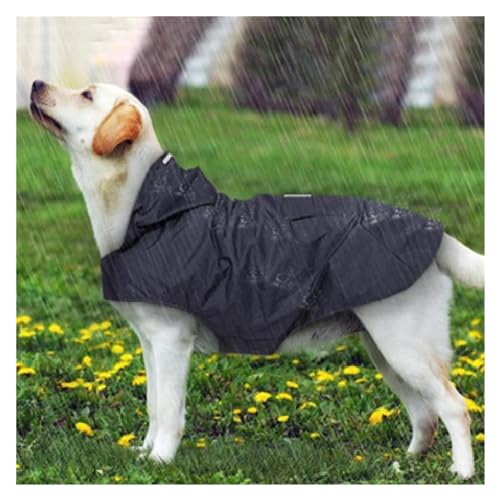 Dog Raincoat Waterproof Hoodie Jacket Rain Poncho Pet Rainwear Clothes with Reflective Stripe for Big Puppies(Color:Black-A,Size:4XL) von RECORD BREAD