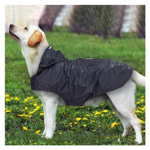 Dog Raincoat Waterproof Hoodie Jacket Rain Poncho Pet Rainwear Clothes with Reflective Stripe for Big Puppies(Color:Black-A,Size:M) von RECORD BREAD