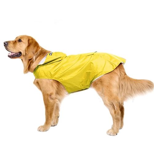 Dog Raincoat Waterproof Hoodie Jacket Rain Poncho Pet Rainwear Clothes with Reflective Stripe for Big Puppies(Color:Yellow-A,Size:L) von RECORD BREAD