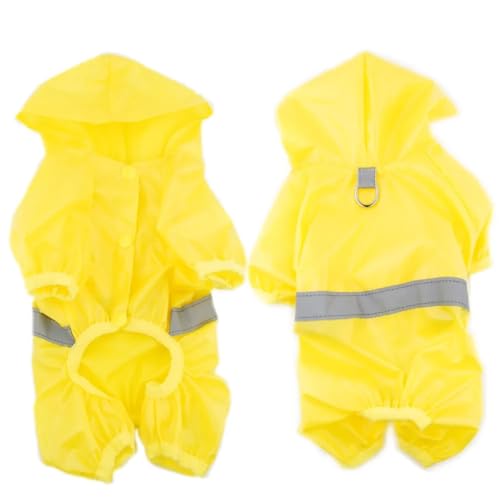 Haustier Hund Wasserdicht Regenmantel Overall Reflektierende Regen Mantel Sonnenschutz Hund Outdoor Kleidung Jacke for Kleine Hund Haustier Liefert(Yellow,L) von RECORD BREAD