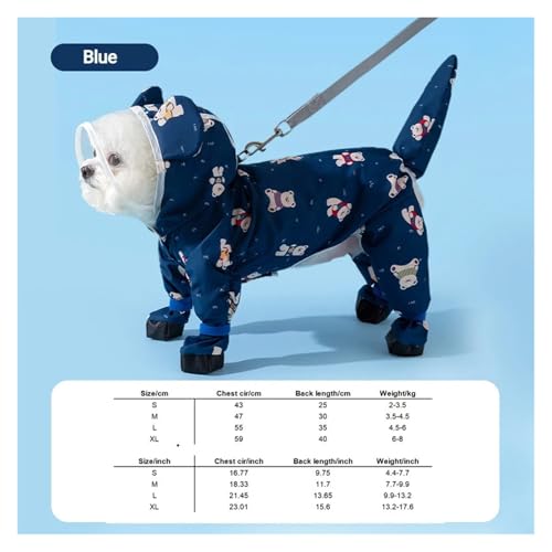 Hunde-Regenmantel, wasserdicht, Ganzkörper-Packfüße, niedliche Hundeleine, for Ausgehen, Packschwanz-Kleidung for kleine, mittelgroße und große Hunde(Blue,XL) von RECORD BREAD