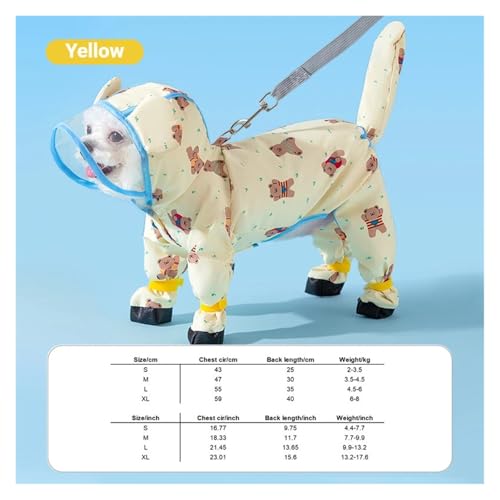 Hunde-Regenmantel, wasserdicht, Ganzkörper-Packfüße, niedliche Hundeleine, for Ausgehen, Packschwanz-Kleidung for kleine, mittelgroße und große Hunde(Yellow,XL) von RECORD BREAD