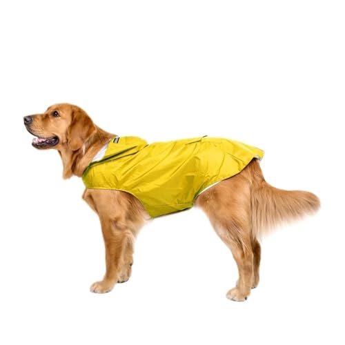 Hunde wasserdichte Kleidung Haustier Regenmantel mit reflektierenden Streifen Katze Kapuzenjacke Regenmantel Haustier Outdoor-Zubehör(Yellow,XL) von RECORD BREAD