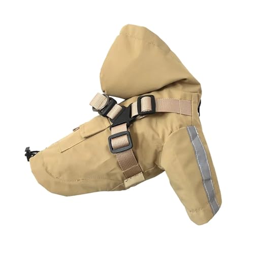 Hunderegenmantel, reflektierende, wasserdichte Hundekleidung for kleine und mittelgroße Hunde und Katzen, Regenmantel mit Kapuze und Geschirr, Outdoor-Regencape(C,XL) von RECORD BREAD