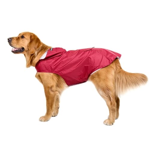 Hunderegenmantel, wasserdichte Kapuzenjacke, reflektierender Outdoor-Hunderegenmantel for kleine Hunde(Red,5XL) von RECORD BREAD