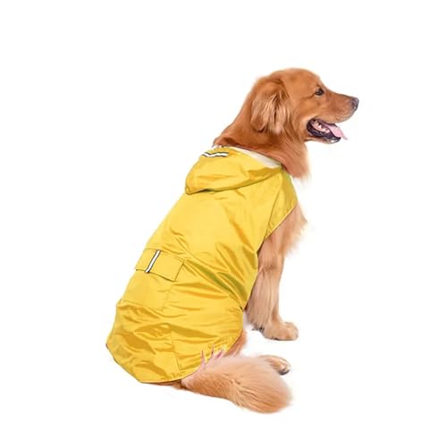 Hunderegenmantel, wasserdichte Kapuzenjacke, reflektierender Outdoor-Hunderegenmantel for kleine Hunde(Yellow,4XL) von RECORD BREAD