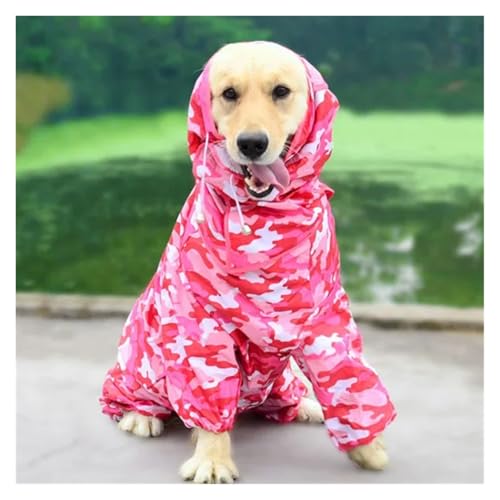 Hunderegenmantel, wasserdichter Regenoverall for große, mittelgroße und kleine Hunde, Golden Retriever, Outdoor-Haustierkleidung, Mantel(Pink B,18) von RECORD BREAD