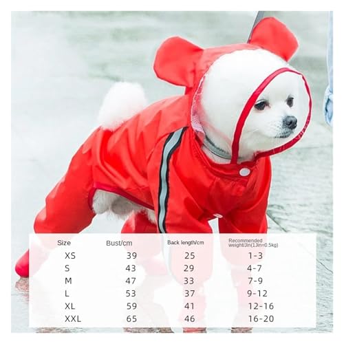 Hunderegenmantel Vierbeiner Wasserdicht All-Inclusive Teddy Bichon Pomeranian Kleiner Hund Mittelgroßer Hundewelpen Poncho(Red Bear,S) von RECORD BREAD