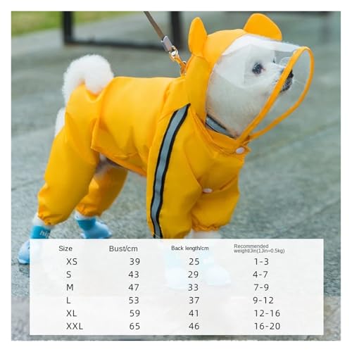 Hunderegenmantel Vierbeiner Wasserdicht All-Inclusive Teddy Bichon Pomeranian Kleiner Hund Mittelgroßer Hundewelpen Poncho(Yellow Bear,L) von RECORD BREAD