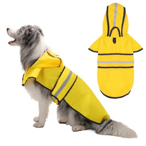 Hunderegenmantel mit Kapuzenponcho: Verstellbare, wasserdichte, reflektierende Regenjacke for kleine, mittelgroße und große Hunde(XL) von RECORD BREAD