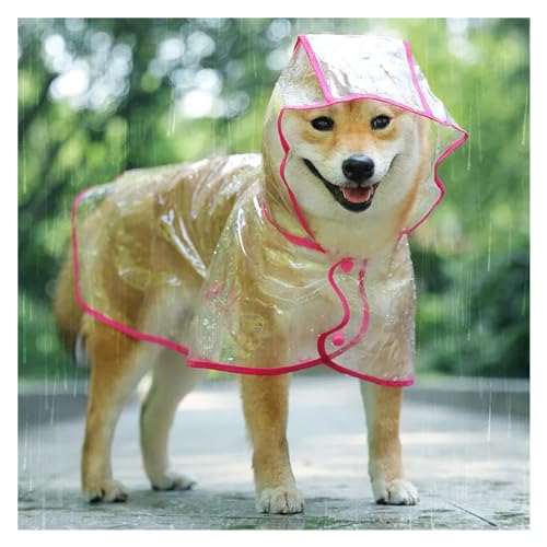 Pet Dog Puppy Transparent Rainwear Raincoat Pet Hooded Waterproof Jacket Clothes Soft PVC Small Dogs Raincoat Puppy Rain Poncho(Color:Rose red,Size:L) von RECORD BREAD