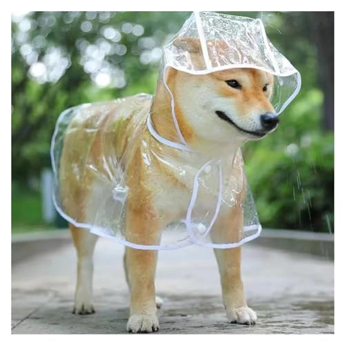 Pet Dog Puppy Transparent Rainwear Raincoat Pet Hooded Waterproof Jacket Clothes Soft PVC Small Dogs Raincoat Puppy Rain Poncho(Color:White,Size:M) von RECORD BREAD
