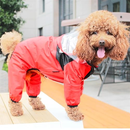 Pet Dog Raincoat The Dog Face Pet Clothes Jumpsuit Waterproof Dog Jacket Dogs Water Resistant Clothes for Dogs Pet Coat(Color:Red,Size:2XL) von RECORD BREAD